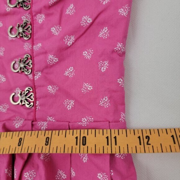 ORIGINAL STEINDL Womens 32 Dress German Dirndl PINK White Floral Oktoberfest - Picture 13 of 16